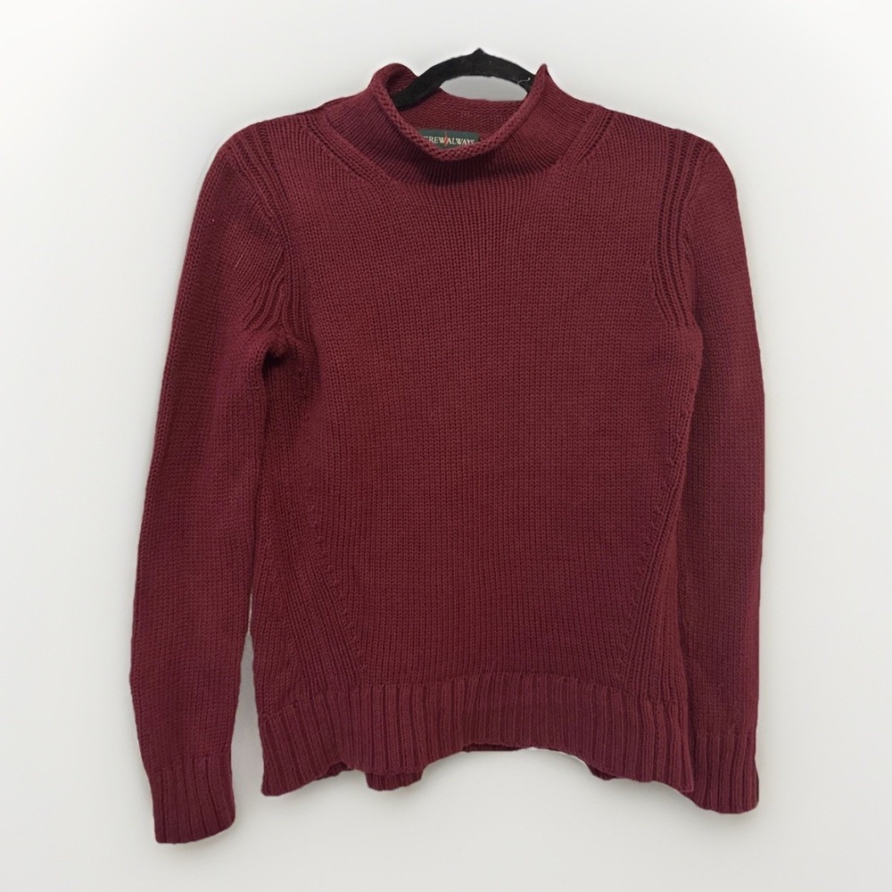 J Crew Always Burgundy Mock Neck Knit Sweater Women Small Pullover